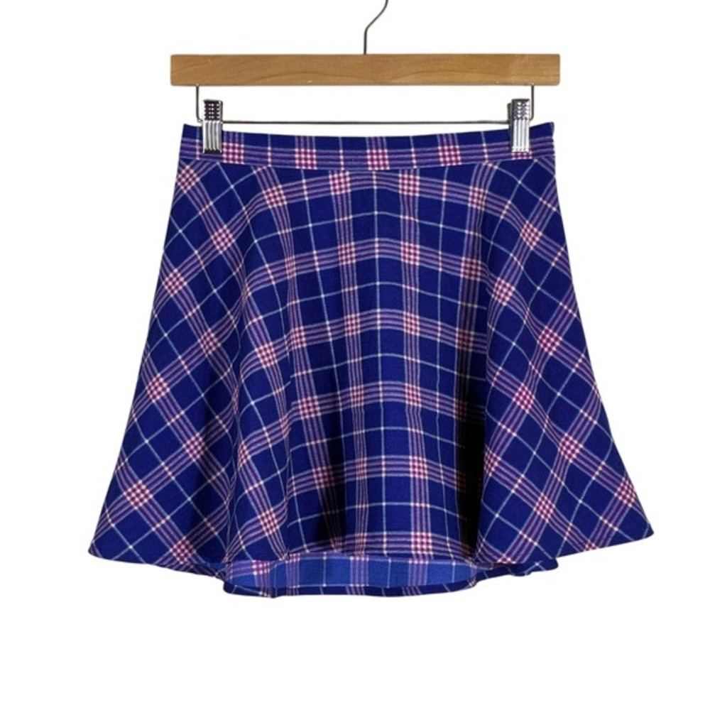 Urban Outfitters Plaid Skater Mini Skirt Blue Purple Preppy Grunge Size XS